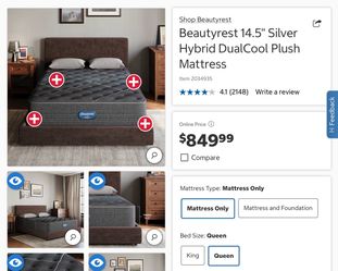 Brand new- Queen Beautyrest Mattress- 14.5” Silver Hybrid Dualcool Plush