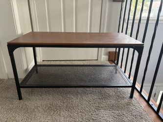 Modern Wood and Metal Desk with Shelf