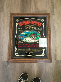 Vintage glass whiskey sign