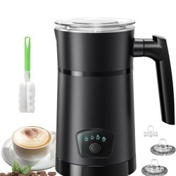Milk Frother, 4 in 1 Electric Milk Steamer, Hot and Cold Foam Maker, 1 min Fast Frothing, 11.8 oz/350 mL Milk Warmer, Frother for Latte, Cappuccino, T