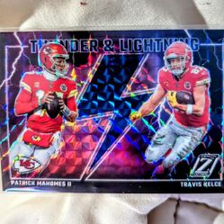 2023 Panini Zenith NFL Patrick Mahomes / Travis Kelce "Thunder & Lightning"  Blue Prizm SP Chiefs