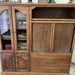 Oak Glass Cabinet - Antique Design