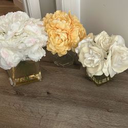 Table Decor Flowers Glass Vase Set Of 3 Roses
