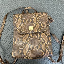Alfani Snakeskin Print Backpack Purse | Brown Statement Mini Backpack 