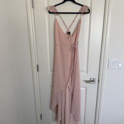 Lulus Heres To Us Rose High-Low Wrap Dress Spaghetti Strap Maxi Dress 