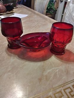 Two Red Cups and plate