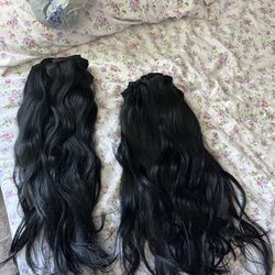 Clips human hair extensions 22 inch