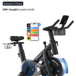 MERACH Exercise Bike, Brake Pad Stationary Bike with Exclusive App, Low Noise Indoor Cycling Bike with 300lbs Weight Capacity