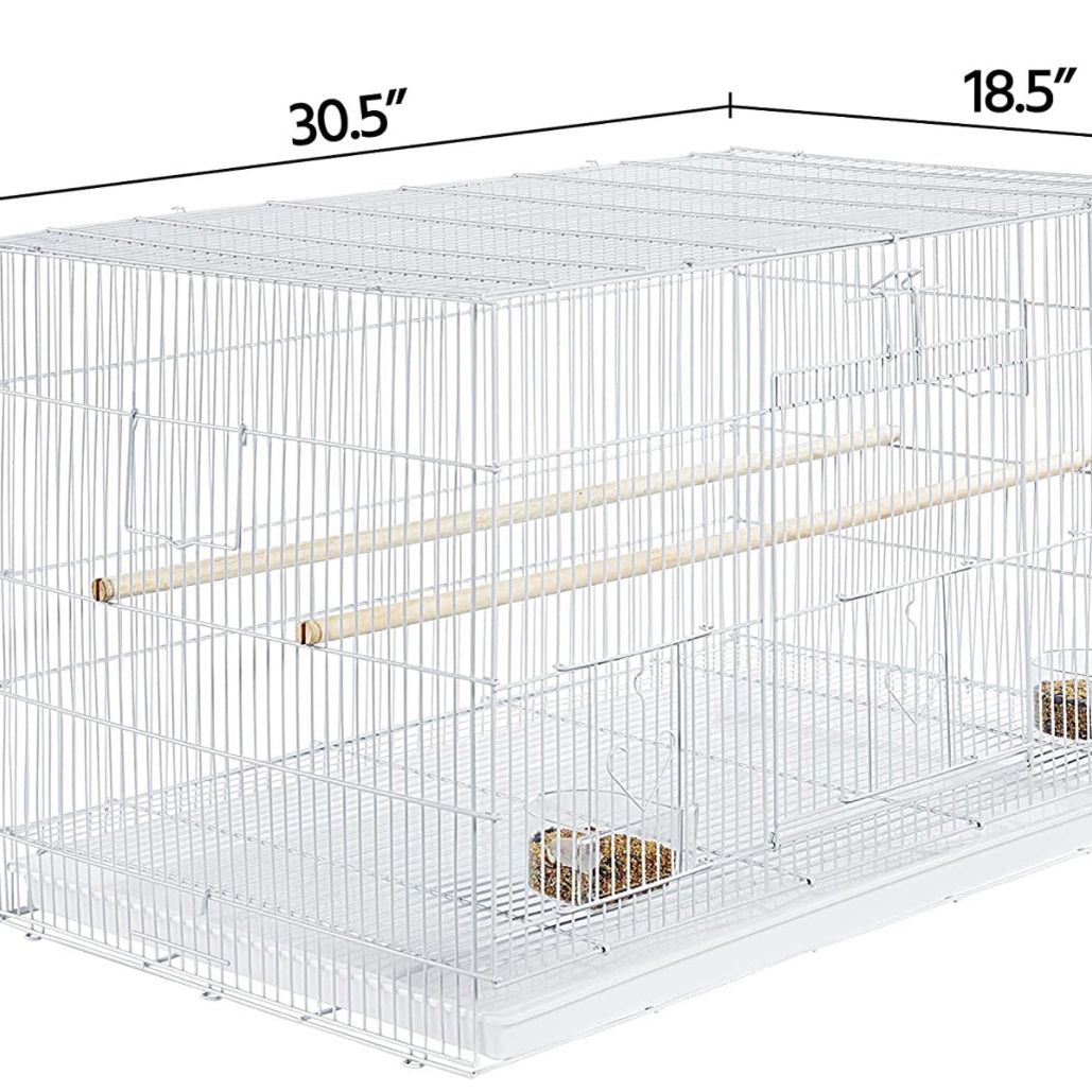 30-inch Stackable Flight Bird Cages for Parakeets Cockatiels Conures Finches Budgies Lovebirds Canaries Small Birds Parrots Birdcage, White 592034