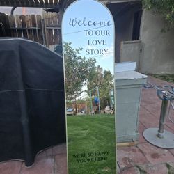 Welcome Standing Mirror , Gold Mirror , Wedding Mirror 