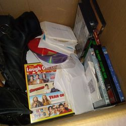 Box With Austrich Boots,Polo Boots, Perry Tennis Shoes,Belts, DVD Movies Watches,Haircut Machine 