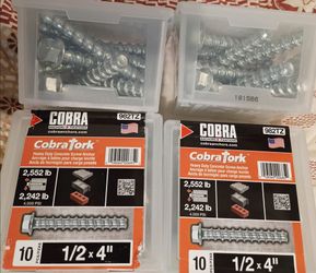 4 Package of CobraTork 1/2 in. x 4 in. Zinc Plated Concrete Screw Anchors (10-Pack) with Concrete Drill Bit