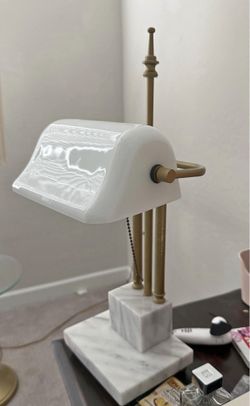 Vintage Marble and Brass Banker's Lamp