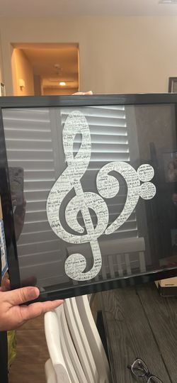 Framed Music Treble Clef Band Names Art Print