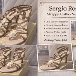 Sergio Rossi Strappy Leather Sandals with small heel