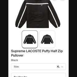 Supreme+ Lacoste Half Zip Puffy Pullover 