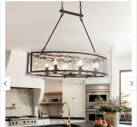 Brand New 39.4” Linear Light Texture Glass Chandelier
