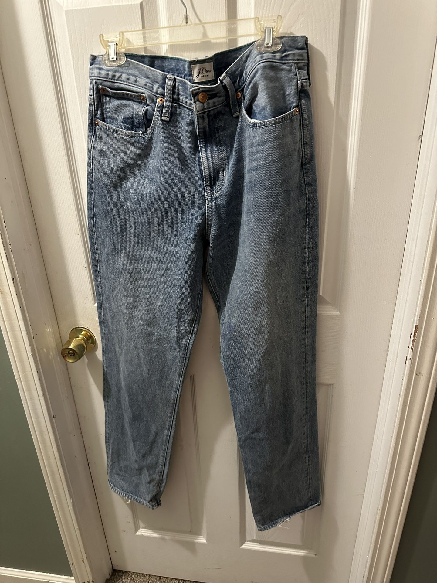 New J Crew Slouchy Boyfriend Jeans Size 28X31 Medium Wash Distressed Retro Nice