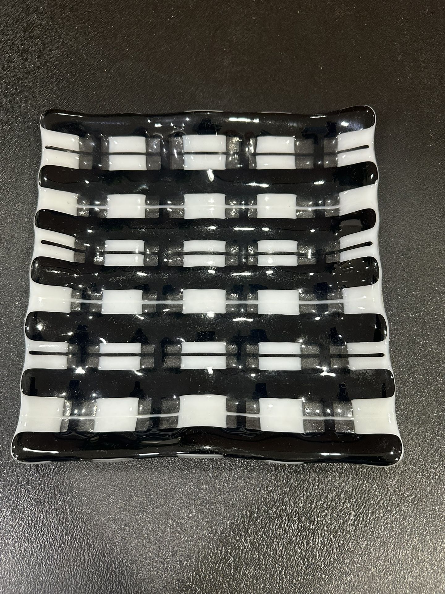 Signed 1986 Rebecca Stewart Art Glass Plate 6x6