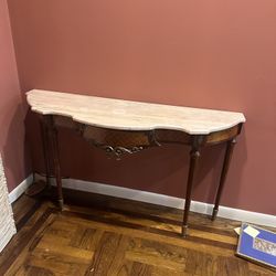 Marble top antique console with dainty legs