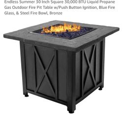 Fitepit with Blue Glass 