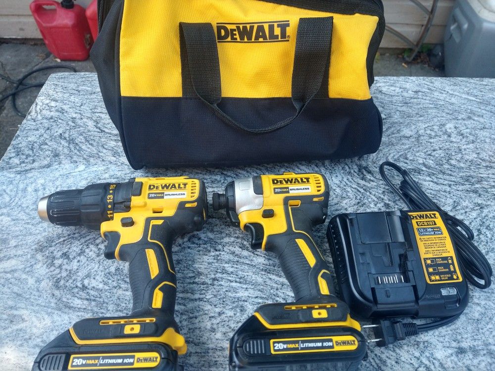 DEWALT 20V MAX Cordless Drill, Impact Driver, 2-Tool Power Tool Combo Kit, Brushless Power Tool Set with 2 Batteries and Charger IncludedÂ