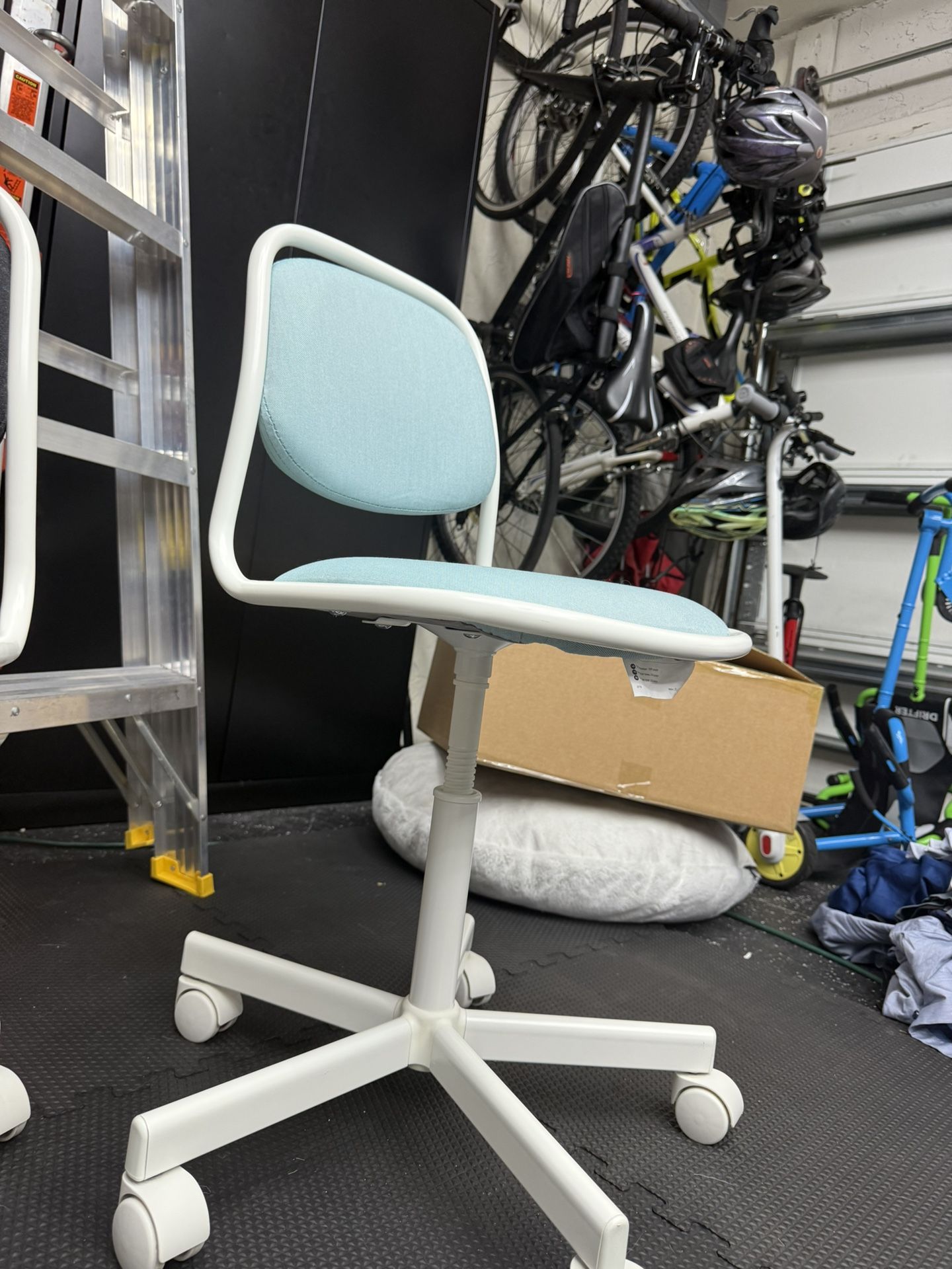 2 IKEA Orfjall Chairs - White base In Grey Or Blue