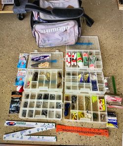Large SHIMANO Fishing Tote/Bag Filled With Fishing Tackle