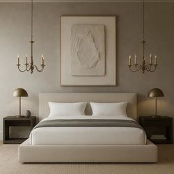 Full Bed Frame with Headboard, 5 Inch Foam Padded Platform, No Box Spring, Easy Assembly(Beige)