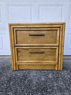 Vintage Lea Furniture Faux Bamboo One Nightstand Boho Chic Coastal Decor