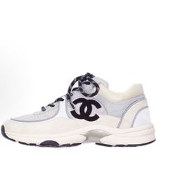 CHANEL Chanel calfskin shock-absorbing non-slip wear-resistant lightweight low-top casual shoes women's gray-white(off60)47