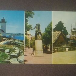 1964-1965 Massachusetts Paul Revere Mayflower Lighthouse Vintage Collectible Postcard Post Card RPPC PC