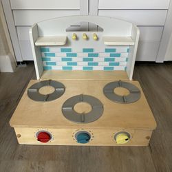 Foldable Wooden Toy Kitchen With Toy Food