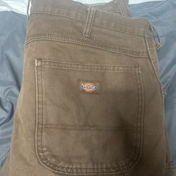 Brown Carpenter dickies pants upside down logo