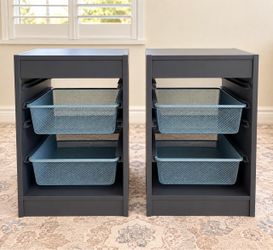 IKEA TROFAST Gray Storage Units with Metal Mesh Baskets-set of 2