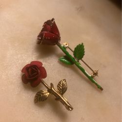 2 1960s Rose Pins