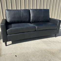 New Black Faux Leather Sofa 