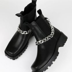 Men Chain Decor Chelsea Boots