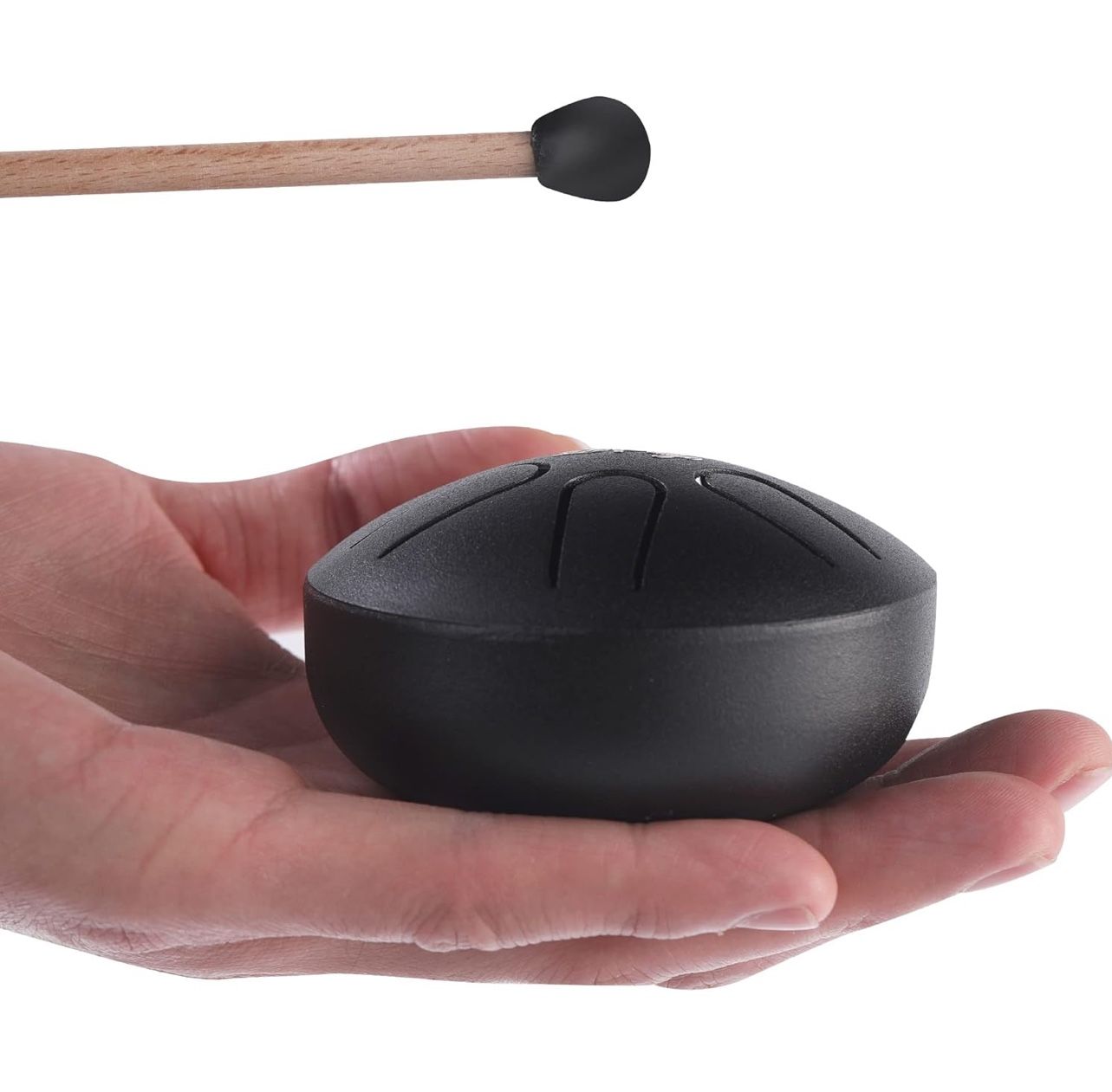 LeSage Mini Steel Tongue Drum 3 inch 6 notes Percussion Drum for Adults Beginner Yoga Meditation Small Handpan Drum Black Rain Drum