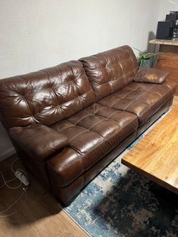 3 Item Set Leather Sofa Loveseat and Ottoman