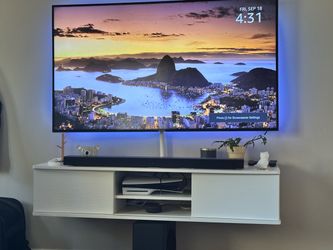 White floating entertainment center