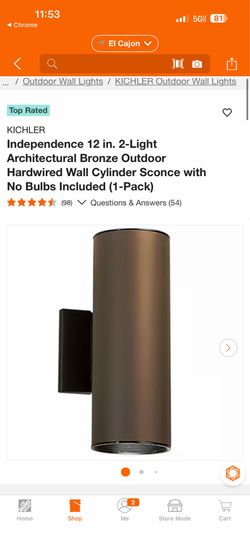 KICHLER Independence 12 in. 2-Light Architectural Bronze Outdoor Hardwired Wall Cylinder Sconce with No Bulbs Included (1-Pack)