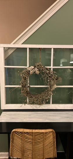 Farmhouse window Pane and Wreath