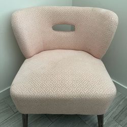 Pink and White Accent Chair