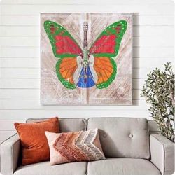 Large Butterfly Guitar Picture New 