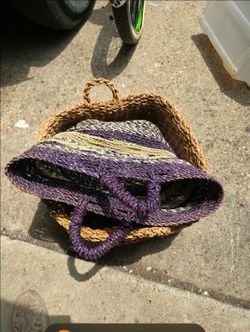 Woven straw bag and basket ROWLETT 75088