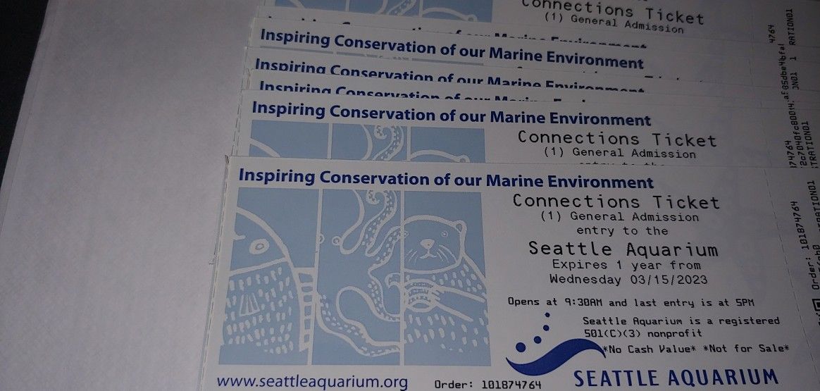 SEATTLE  AQUARIUM TICKETS!!!!!!!!!