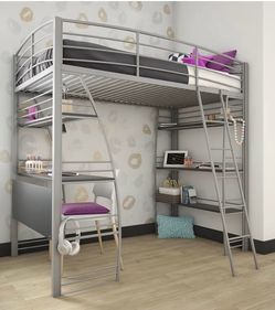Loft bed with shelves