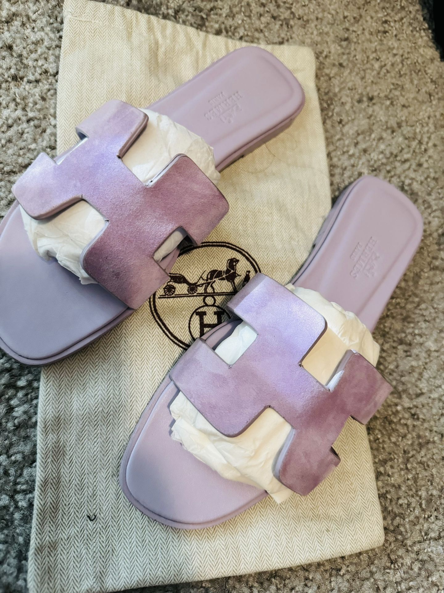 Authentic Hermes Oran Suede Sandals