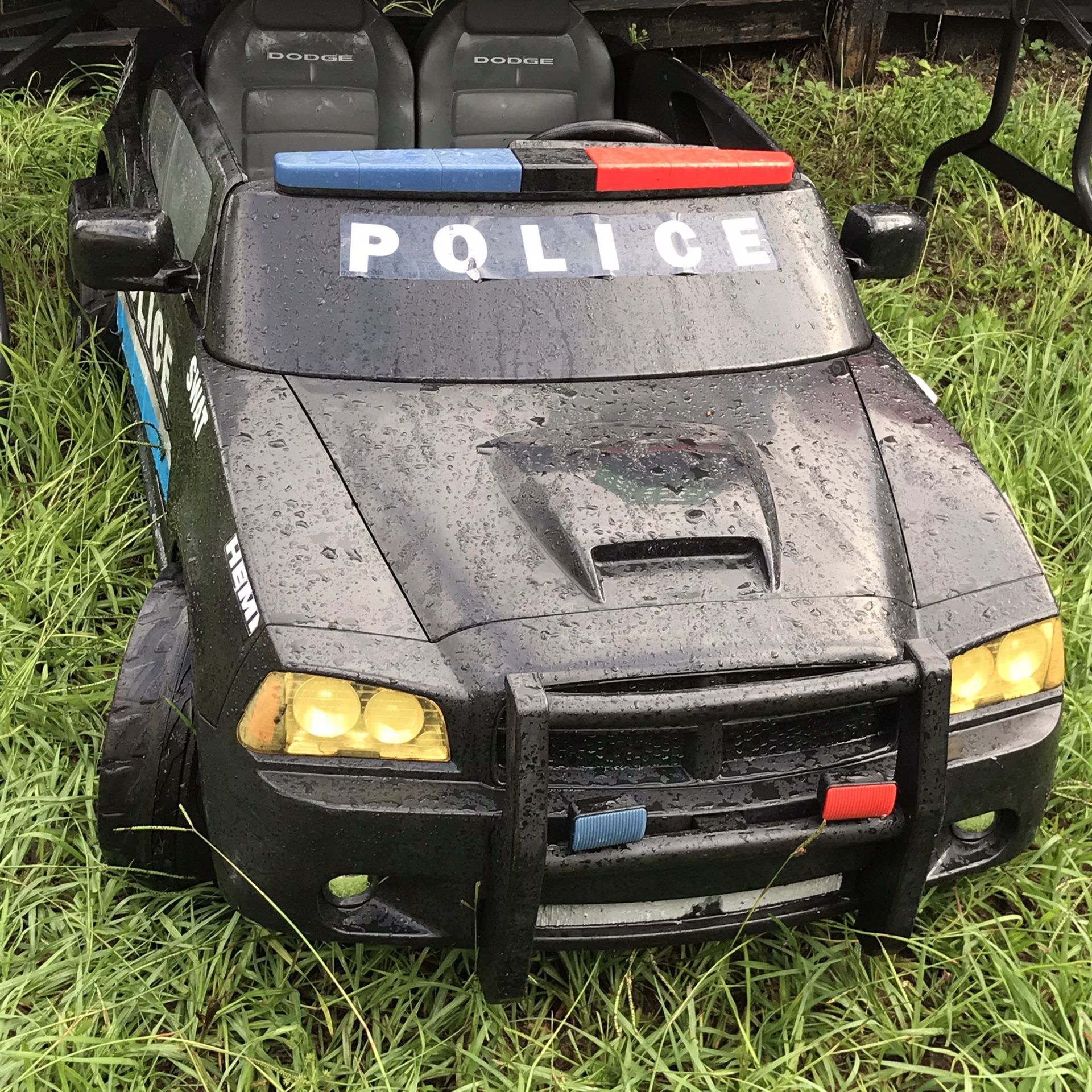 Police car riding toy swat power wheels style Has battery and adapter wall plug